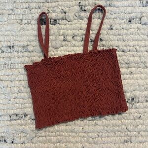 American Eagle Ruched Rust Orange Crop Top